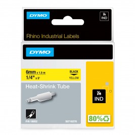 Dymo Rhino Termo vamzdelis 18052 6mm x 1.5m juodas ant geltonos Dymo Rhino Termo vamzdelis 18052 6mm x 1.5m juodas ant geltonos