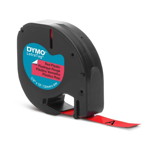 Dymo LetraTag Plastikinė Juostelė S0721580 12mm x 4m juodas ant raudonos