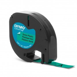 Dymo LetraTag Plastikinė Juostelė S0721590 12mm x 4m juodas ant žalios Dymo LetraTag Plastikinė Juostelė S0721590 12mm x 4m juodas ant žalios