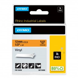 Dymo Rhino Vinilinė Juostelė 18435 12mm x 5.5m juodas ant oranžinės Dymo Rhino Vinilinė Juostelė 18435 12mm x 5.5m juodas ant oranžinės