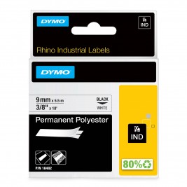 Dymo Rhino Poliesterio Juostelė 18482 9mm x 5.5m juodas ant baltos / tvirtai prilimpanti Dymo Rhino Poliesterio Juostelė 18482 9mm x 5.5m juodas ant baltos / tvirtai prilimpanti