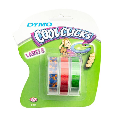 Dymo 3D Juostelės S0741980 mechaniniams etikečių spausdintuvui 9mm x 3m, 3 vnt. rinkinys