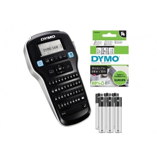 Dymo spausdintuvas LabelManager 160 + 5 vnt. D1 juostelės 9mm x 7m  + Elementai