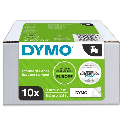 10 vnt. x Dymo Juostelė D1 40913 9mm x 7m juodas ant baltos - 2093096
