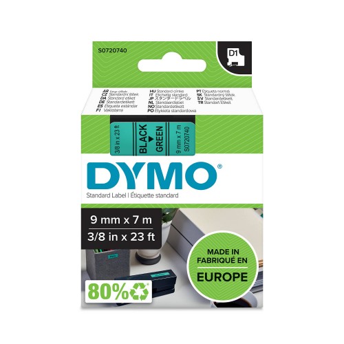 Dymo Juostelė D1 40919 9mm x 7m juodas ant žalios – S0720740