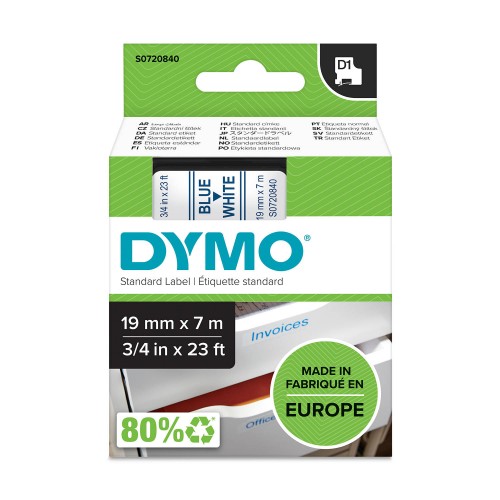 Dymo Juostelė D1 45804 19mm x 7m mėlynas ant baltos – S0720840
