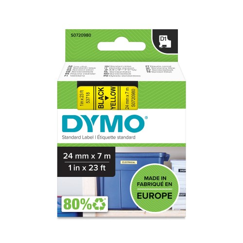 Dymo Juostelė D1 53718 24mm x 7m / juodas ant geltonos – S0720980