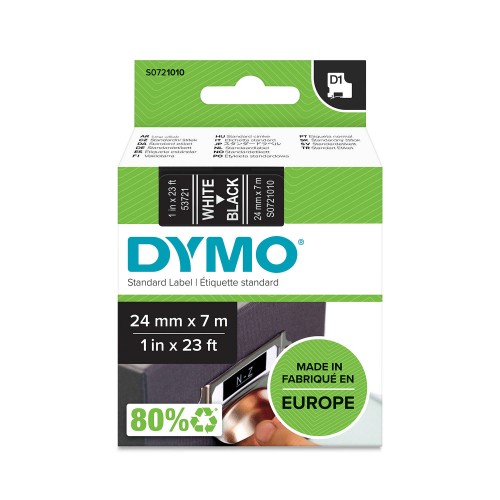 Dymo Juostelė D1 53721 24mm x 7m / baltas ant juodos – S0721010