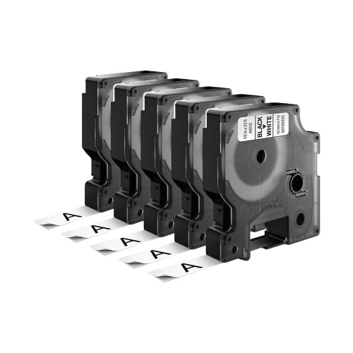 5 vnt. x Dymo Juostelė D1 45013 12mm x 7m / juodas ant baltos - S0720530