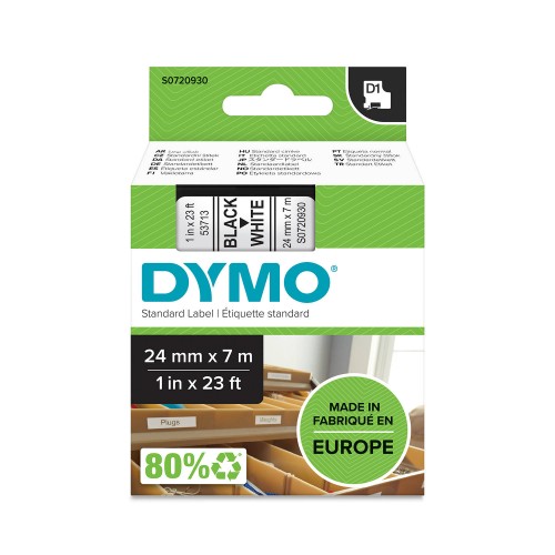 Dymo Juostelė D1 53713 24mm x 7m / juodas ant baltos – S0720930