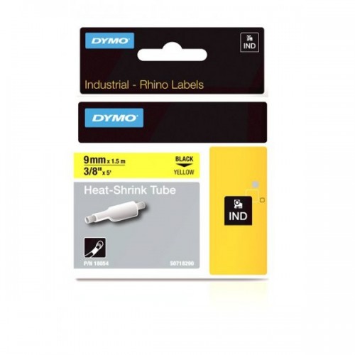 Dymo Rhino Termo vamzdelis 18054 9mm x 1.5m juodas ant geltonos