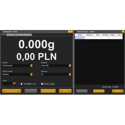 Automatinės svėrimo ir ženklinimo sistemos juvelyrams "GoldenLabel" programinė įranga